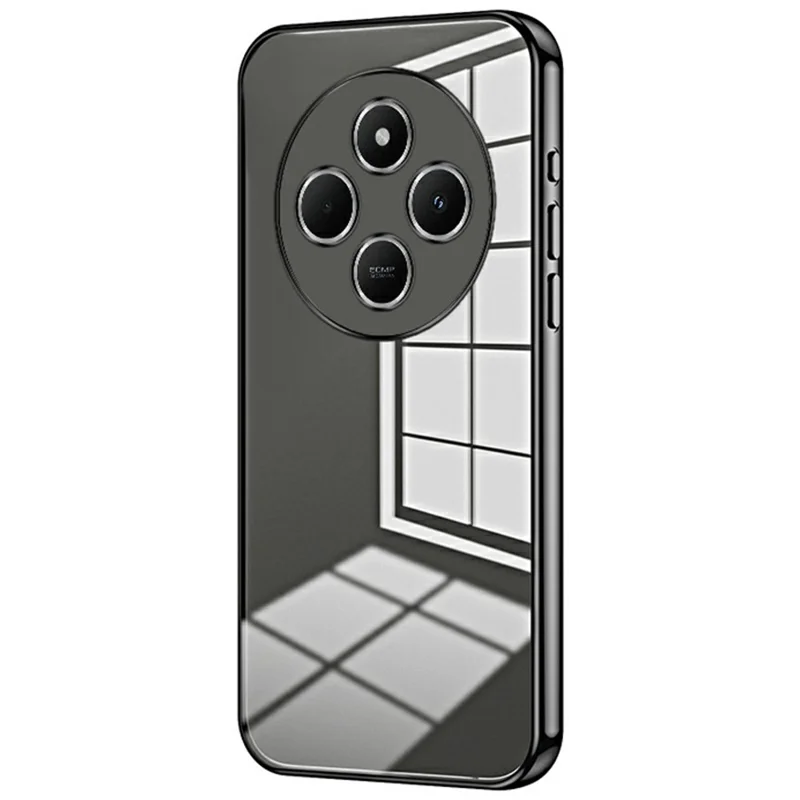 Obudowa na Xiaomi Poco C75 4G / Redmi 14R 5G / 14C 4G, ramka z powłoką metaliczną, miękka obudowa z TPU - Czarny