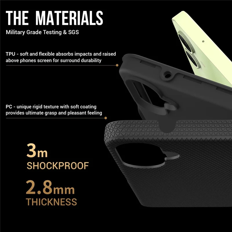 For Samsung Galaxy A06 4G Case TPU+PC Four Corner Anti-Drop Phone Cover - Black