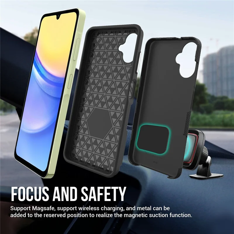 For Samsung Galaxy A06 4G Case TPU+PC Four Corner Anti-Drop Phone Cover - Black