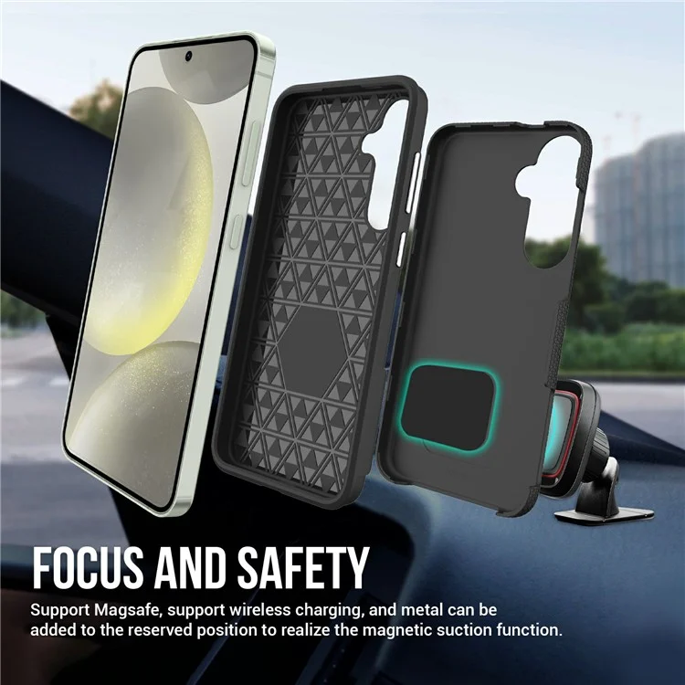 For Samsung Galaxy S24 FE Case TPU+PC Four Corner Anti-Drop Phone Cover - Black
