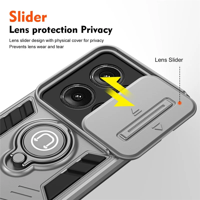 Per Motorola Edge 50 5G Slide Case Camshield Pc+copertina Telefonica Tpu - Grigio