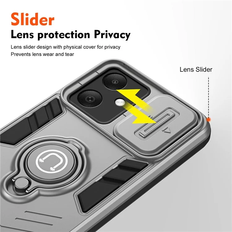 Para Samsung Galaxy A06 Case Slide Camshield Kickstand PC+TPU Telephip Cover - Gris