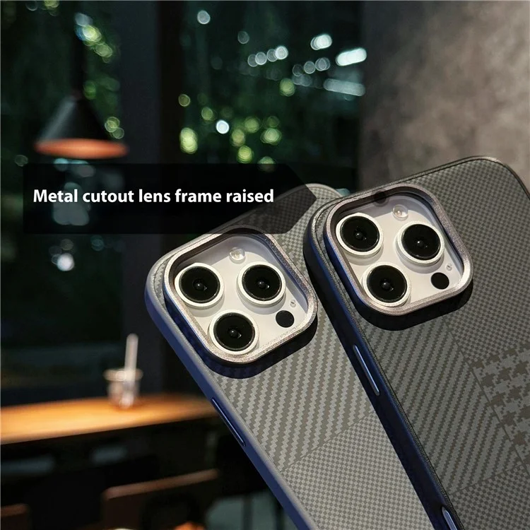 Para Iphone 16 Pro Case Carbon Fiber Texture Leather+TPU+PC Skin-touch Cover Cover - Negro / a Cuadros