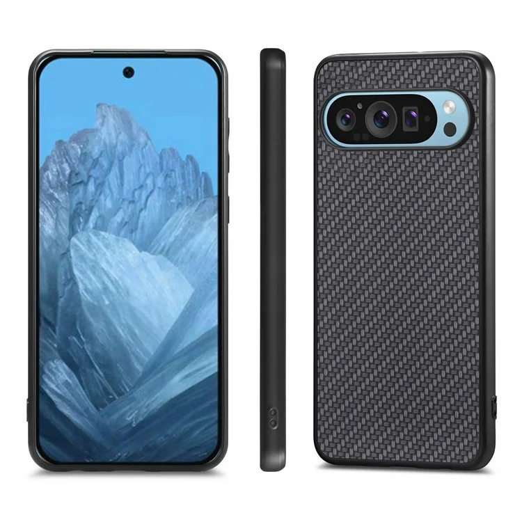 Pour Google Pixel 9 Pro XL Case de Carbone Fibre Texture pu + pc + Tpu Téléphone - Noir