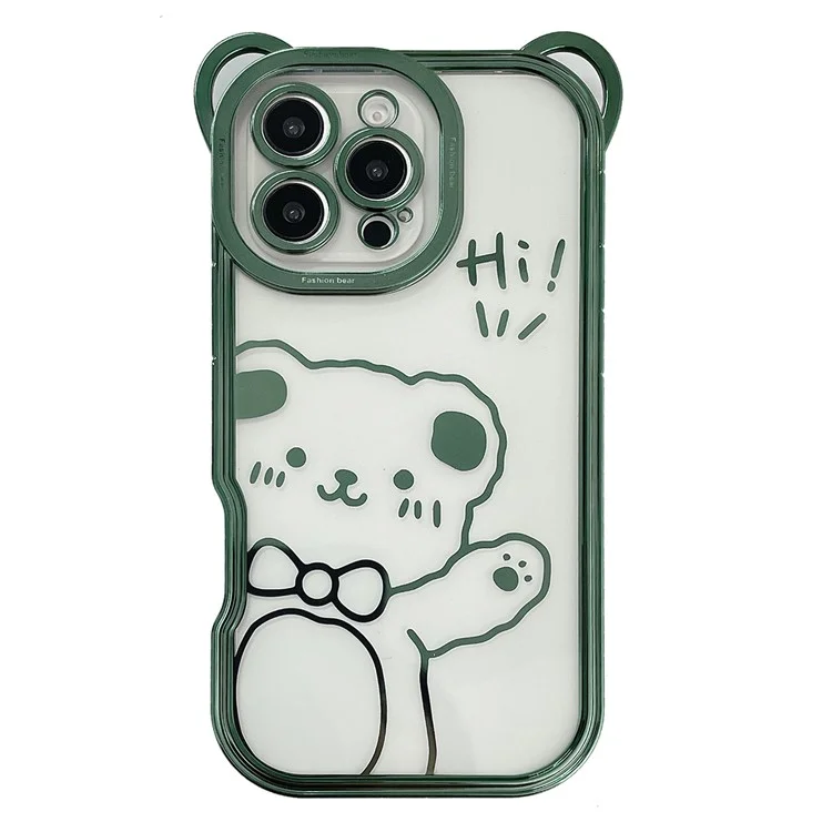 Para Iphone 16 Pro Max Case Lindo Bear Electroplatando TPU Clear Telephip Cover - Verde
