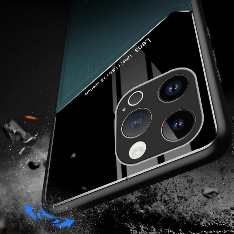 Für Iphone 16 Pro Max Hülle Lederbeschichtete PC+TPU -telefon -rückseite - Orange