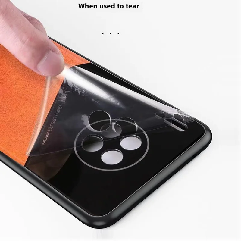 For iPhone 16 Pro Case Leather Coated PC+TPU Phone Back Cover - Blue
