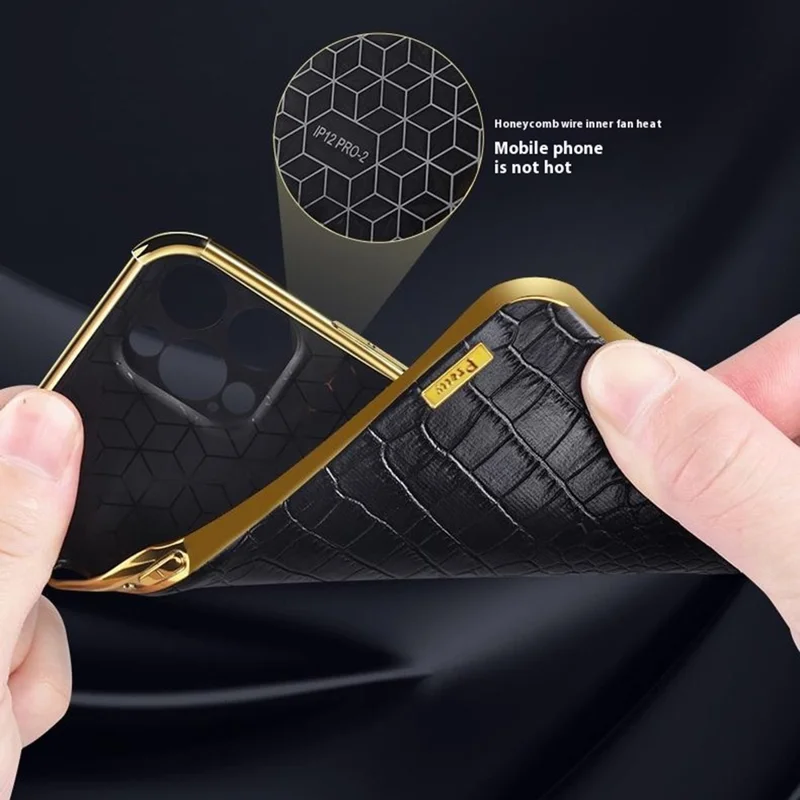 For iPhone 16 Pro Case Crocodile Texture Ring Kickstand TPU+Leather Electroplating Phone Cover - Yellow