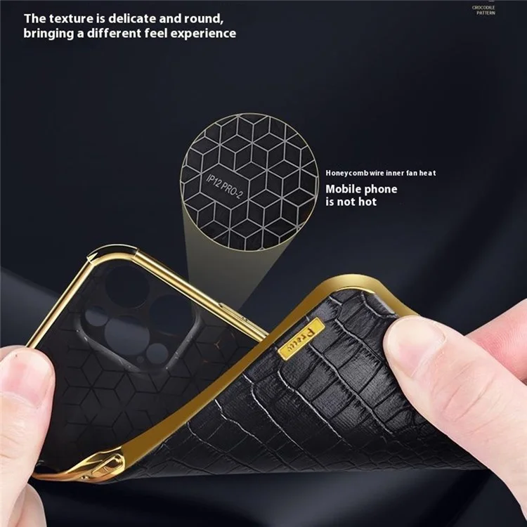 Pour L'iphone 16 Bague de Texture de Crocodile - Noir