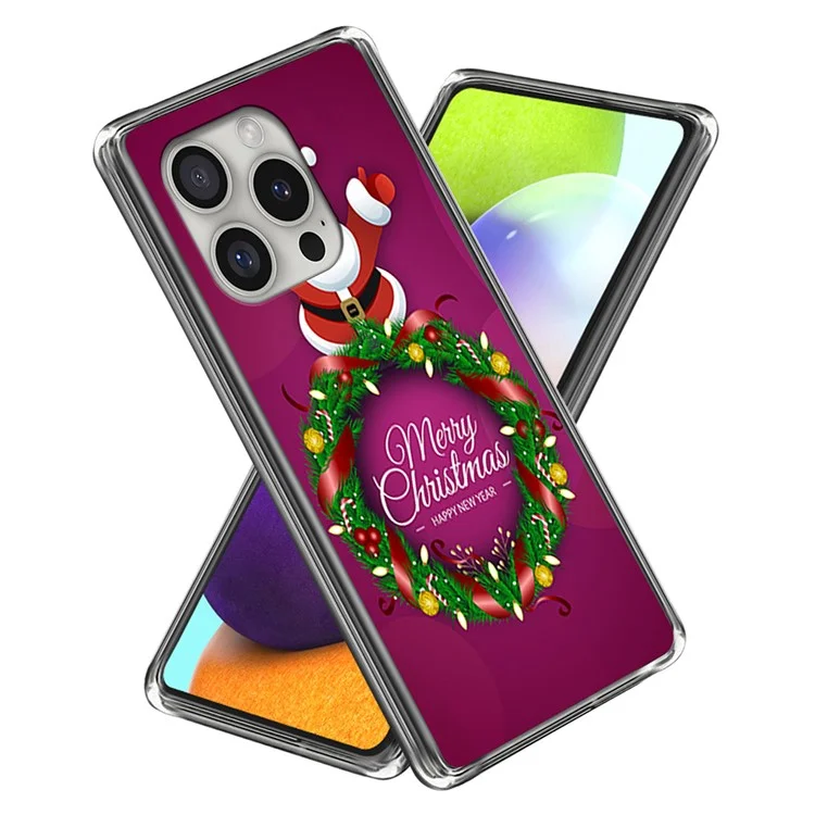 For iPhone 16 Pro Case Christmas Pattern Printing Soft TPU Phone Cover - Style D
