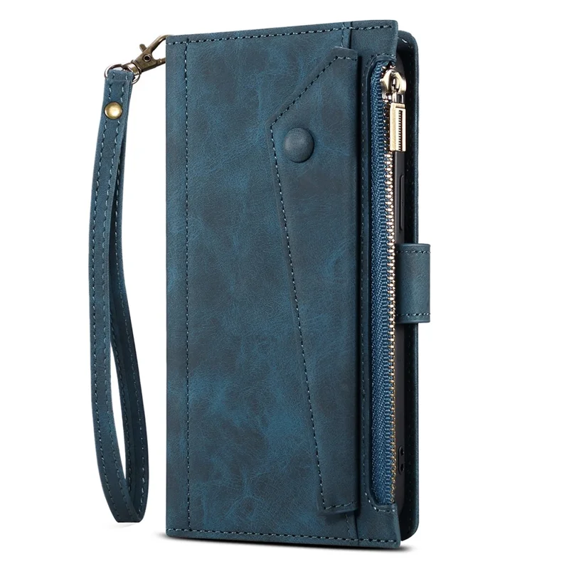 ESEBLE Star Series For Samsung Galaxy S25+ Case Zipper Wallet Leather Stand Phone Cover - Blue