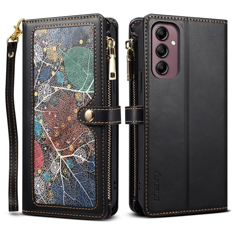 Серия Eseble Galaxy Для Samsung Galaxy S25+ Case Leather Thone Phone Cover Blocking Blocking - Черный