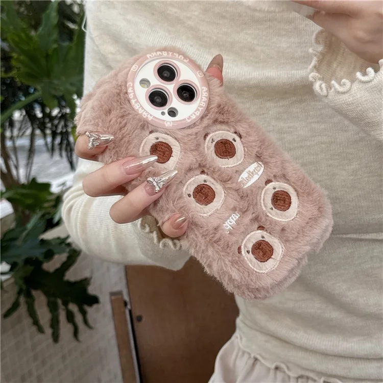 Para Iphone 16 Pro Case Borderyer Bears Fofos TPU TPU Alimento Tape - Marrom
