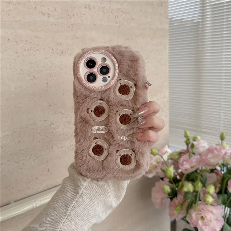Para Iphone 16 Pro Case Borderyer Bears Fofos TPU TPU Alimento Tape - Marrom