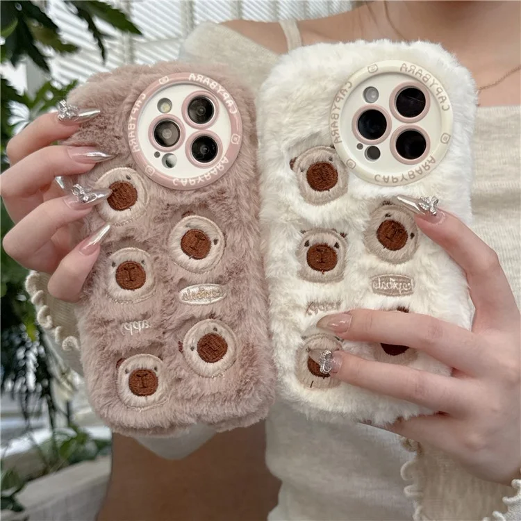 Para Iphone 16 Pro Case Borderyer Bears Fofos TPU TPU Alimento Tape - Marrom