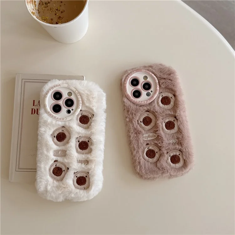 Para Iphone 16 Pro Case Borderyer Bears Fofos TPU TPU Alimento Tape - Marrom