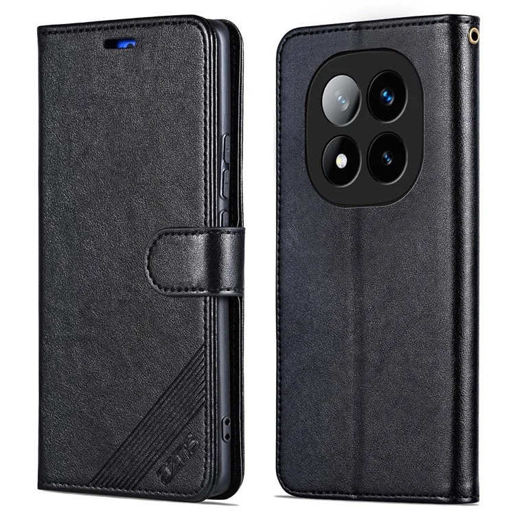 AZNS Para Xiaomi Redmi Nota 14 Pro 5G Case Anti-arranhão PU Stand Stand Phone Tampa - Preto