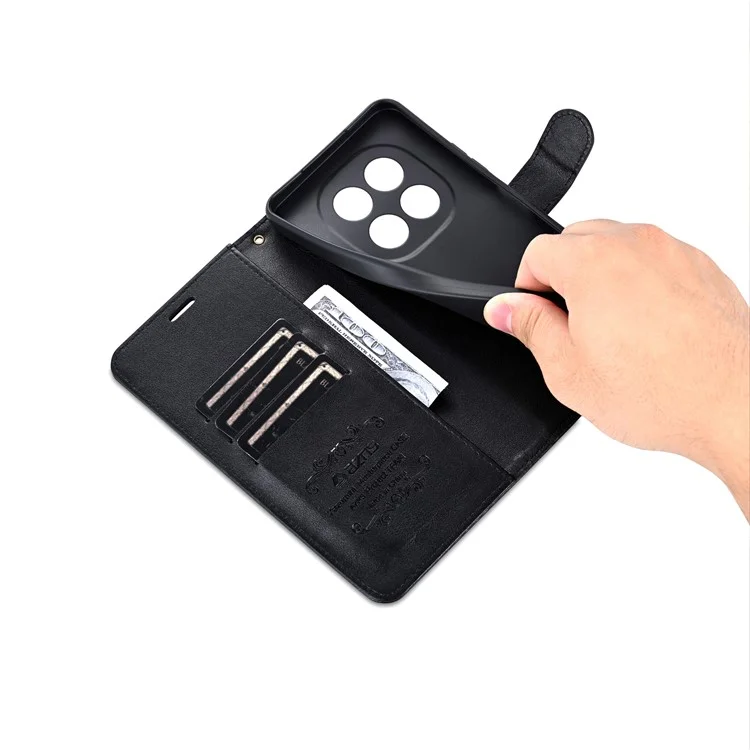 AZNS Para Xiaomi Redmi Note 14 Pro+ 5G Case Anti-Scratch PU Leather Stand Willet Cover Phone - Negro