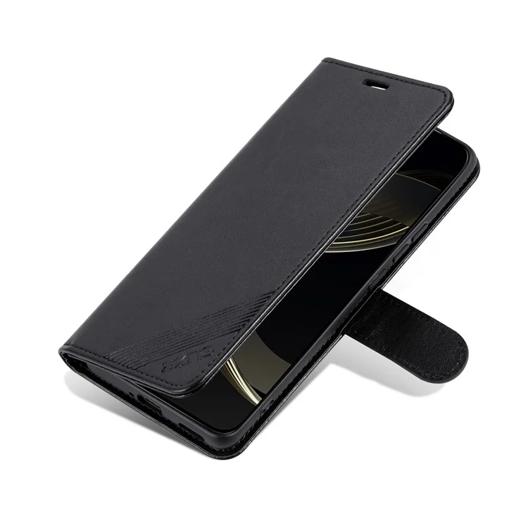 AZNS Para Xiaomi Redmi Note 14 Pro+ 5G Case Anti-Scratch PU Leather Stand Willet Cover Phone - Negro