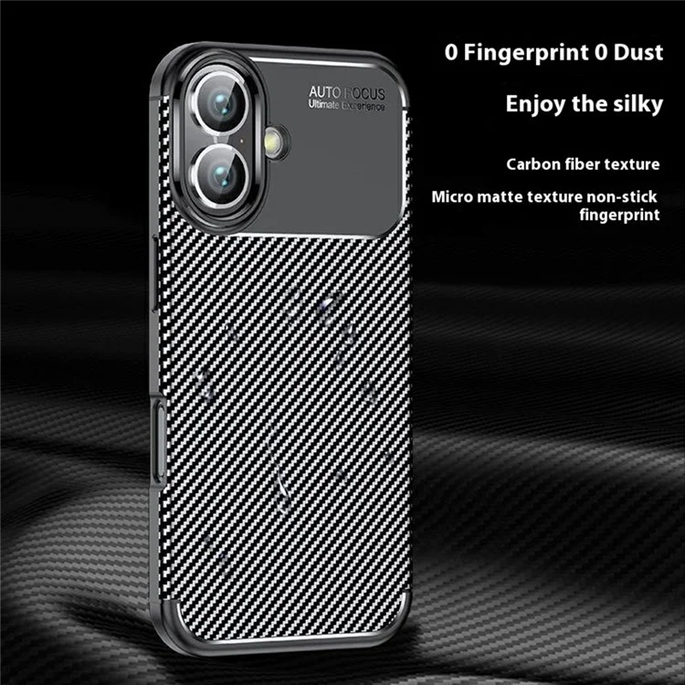 Für iPhone 16 Plus Case Carbon Fiber Textur TPU Handyhülle Wärmeableitung