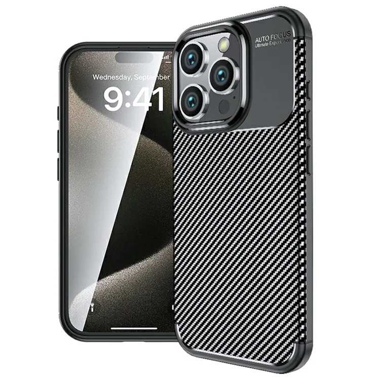 Für iPhone 16 Pro Max Case Carbon Fiber Texture TPU Handyhülle mit Wärmeableitung