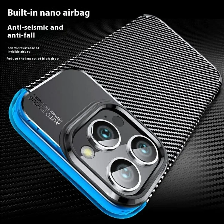 Für iPhone 16 Pro Max Case Carbon Fiber Texture TPU Handyhülle mit Wärmeableitung