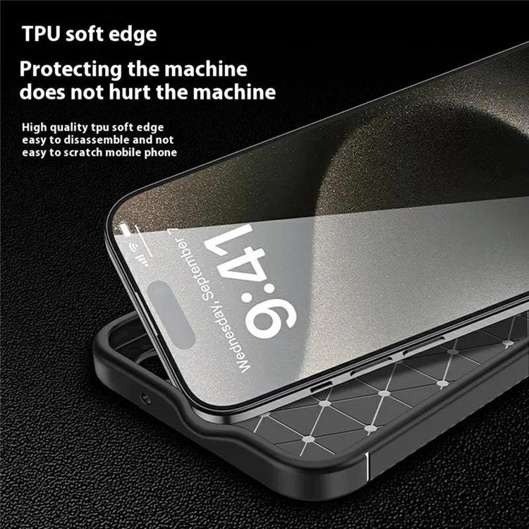 Für iPhone 16 Pro Max Case Carbon Fiber Texture TPU Handyhülle mit Wärmeableitung