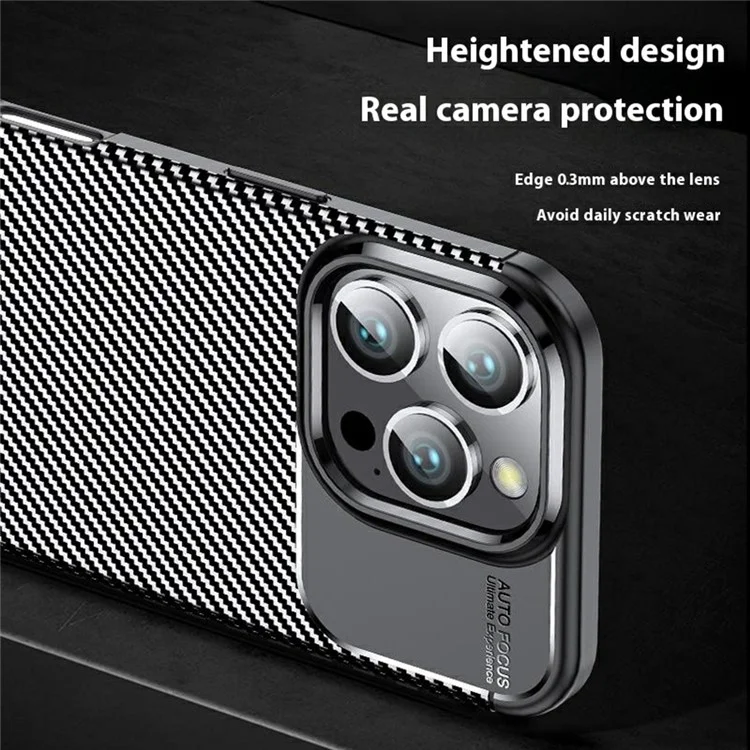 Für iPhone 16 Pro Max Case Carbon Fiber Texture TPU Handyhülle mit Wärmeableitung