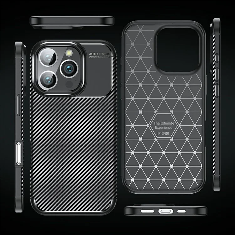 Für iPhone 16 Pro Max Case Carbon Fiber Texture TPU Handyhülle mit Wärmeableitung