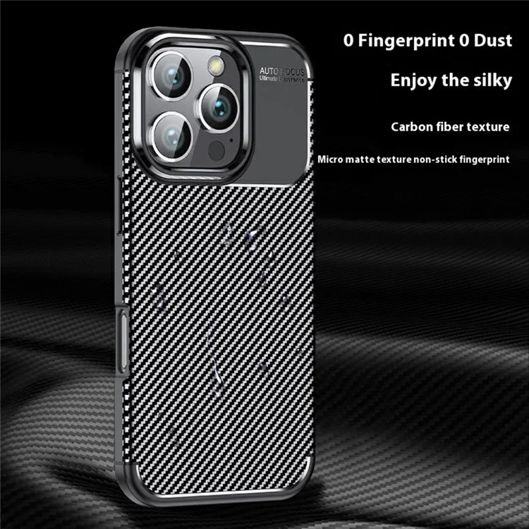 Für iPhone 16 Pro Case Carbon Fiber Texture TPU Telefonhülle Wärmeableitung