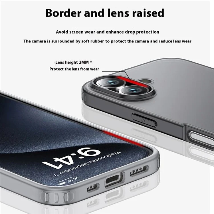 Para Iphone 16 Case PC+TPU Tope Tope Airbag Protection - Negro