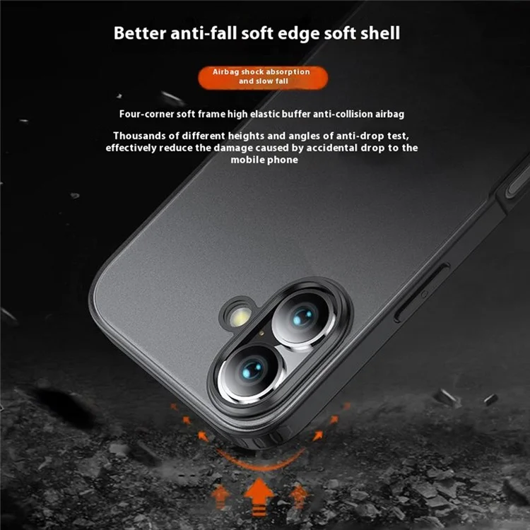 Para Iphone 16 Case PC+TPU Tope Tope Airbag Protection - Negro