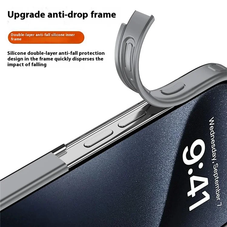 Para Iphone 16 Case PC+TPU Tope Tope Airbag Protection - Negro
