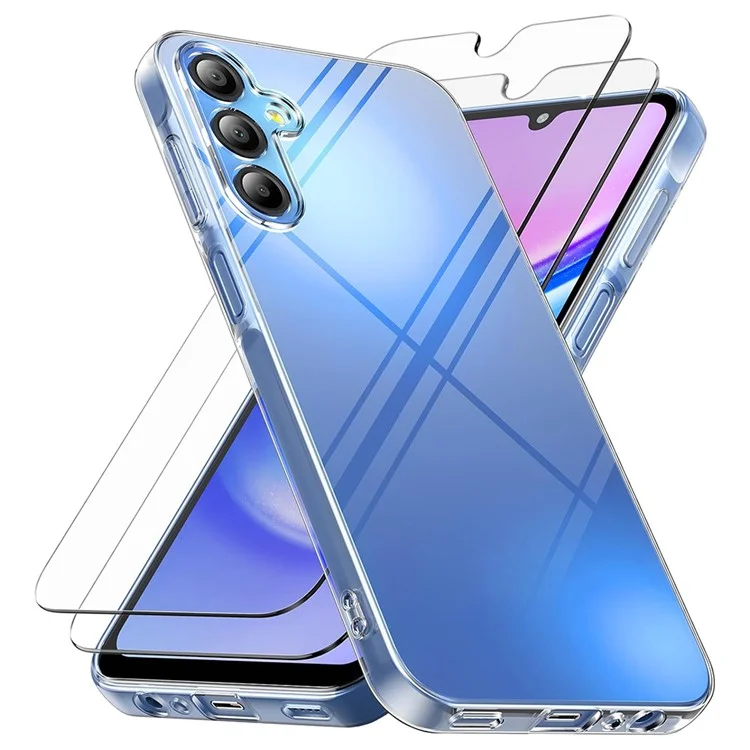 Для Samsung Galaxy A16 5G Case TPU Clear Cope Cover + 2pcs Tremed Glass Film 2.5d Arc