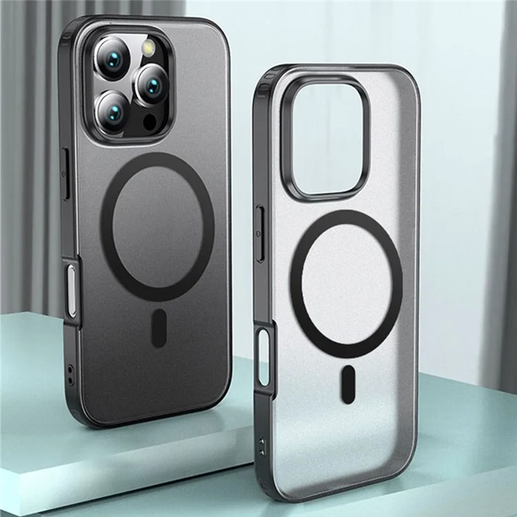 Для Iphone 16 Pro Case, Совместимый с Magsafe, Устойчивым к Царапинам PC+TPU Phone Cople - Черный