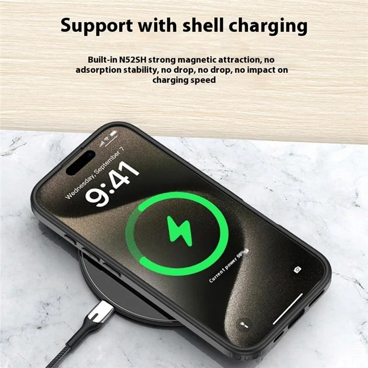 Для Iphone 16 Pro Case, Совместимый с Magsafe, Устойчивым к Царапинам PC+TPU Phone Cople - Черный