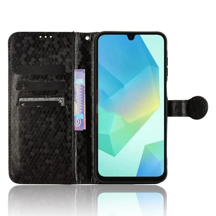 Per Samsung Galaxy A16 5G Wallet Case Pot Impronta PU Coperchi - Nero