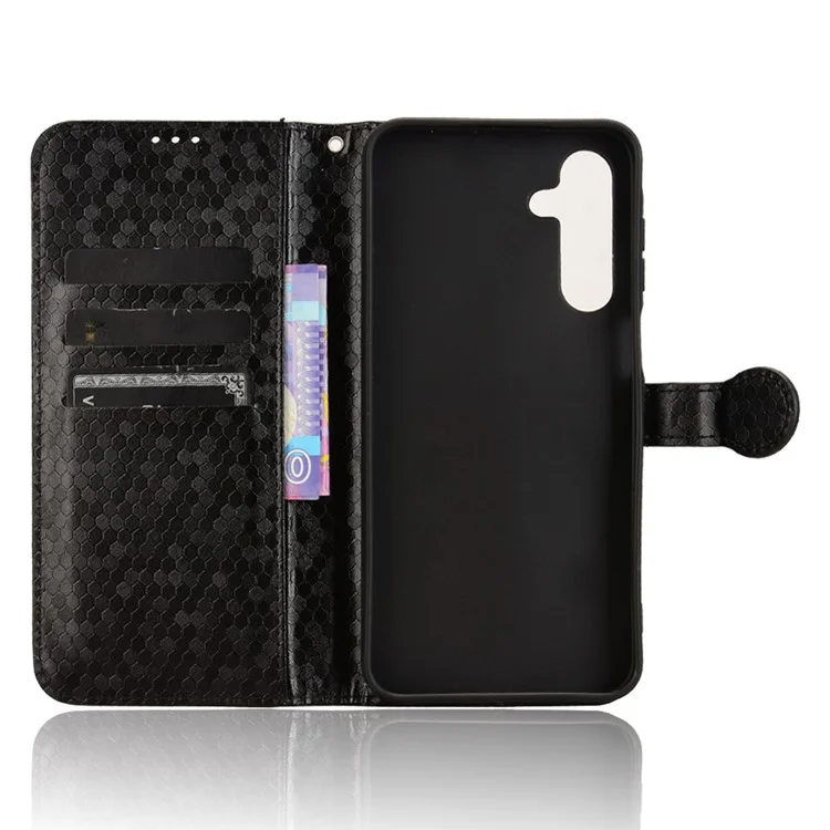 Per Samsung Galaxy A16 5G Wallet Case Pot Impronta PU Coperchi - Nero