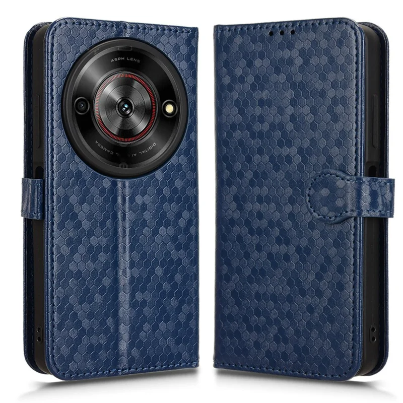 Para ZTE Blade A75 5G / Nubia Focus Wallet Case Dot Patrón Impronta PU Cubierta de Teléfono de Cuero - Azul Oscuro