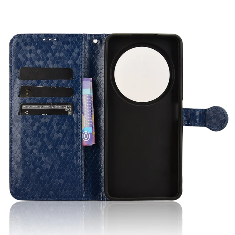Para ZTE Blade A75 5G / Nubia Focus Wallet Case Dot Patrón Impronta PU Cubierta de Teléfono de Cuero - Azul Oscuro