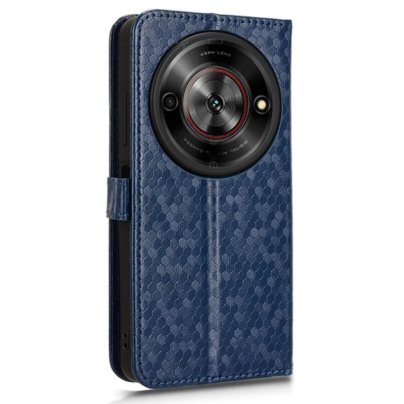 Para ZTE Blade A75 5G / Nubia Focus Wallet Case Dot Patrón Impronta PU Cubierta de Teléfono de Cuero - Azul Oscuro