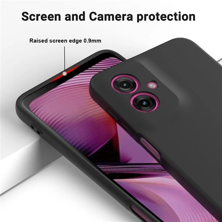Чехол для Motorola Moto G55 5G из жидкого силикона с антиударной защитой и ремешком на руку - черный
