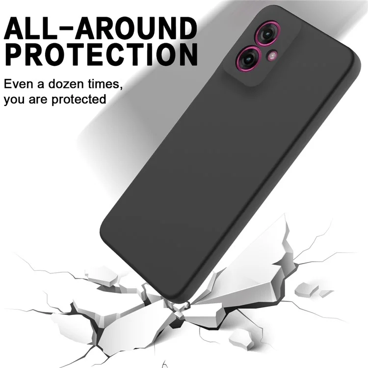 Чехол для Motorola Moto G55 5G из жидкого силикона с антиударной защитой и ремешком на руку - черный