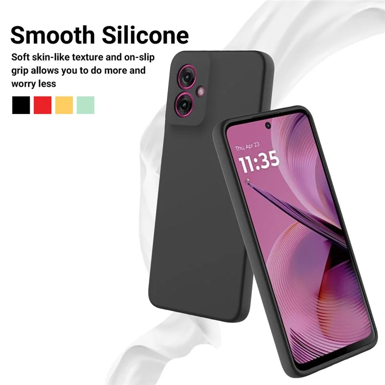 Чехол для Motorola Moto G55 5G из жидкого силикона с антиударной защитой и ремешком на руку - черный