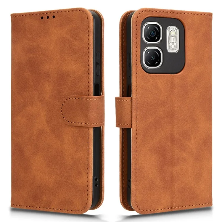 Per Infinix Smart 9 4G / Hot 50i 4G Custodia in pelle Skin-Feel Anti-Drop Wallet Flip Phone Cover - Marrone