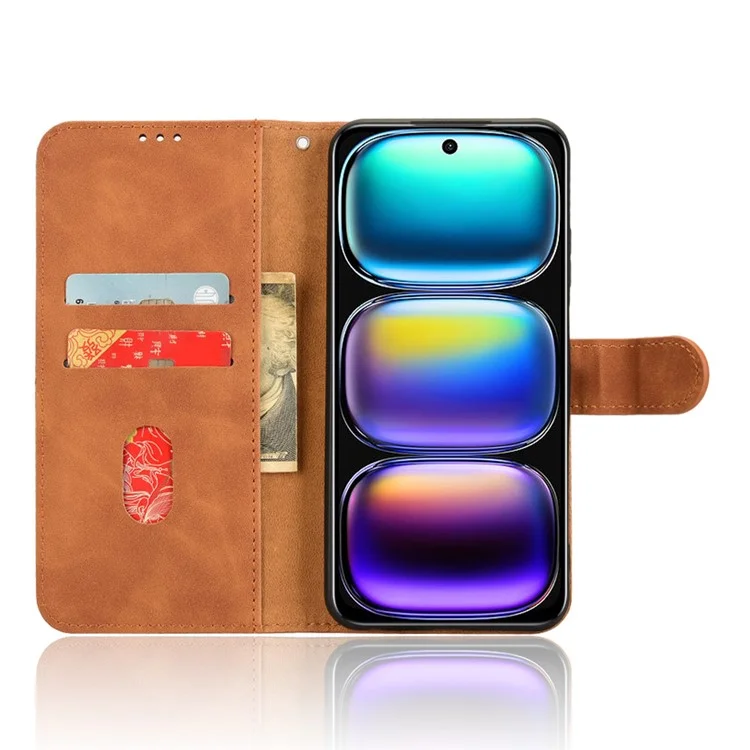 Per Infinix Smart 9 4G / Hot 50i 4G Custodia in pelle Skin-Feel Anti-Drop Wallet Flip Phone Cover - Marrone