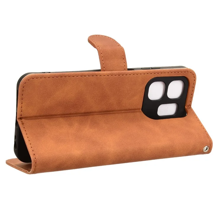 Per Infinix Smart 9 4G / Hot 50i 4G Custodia in pelle Skin-Feel Anti-Drop Wallet Flip Phone Cover - Marrone