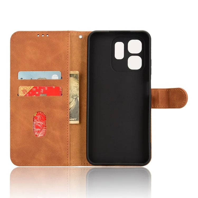 Per Infinix Smart 9 4G / Hot 50i 4G Custodia in pelle Skin-Feel Anti-Drop Wallet Flip Phone Cover - Marrone