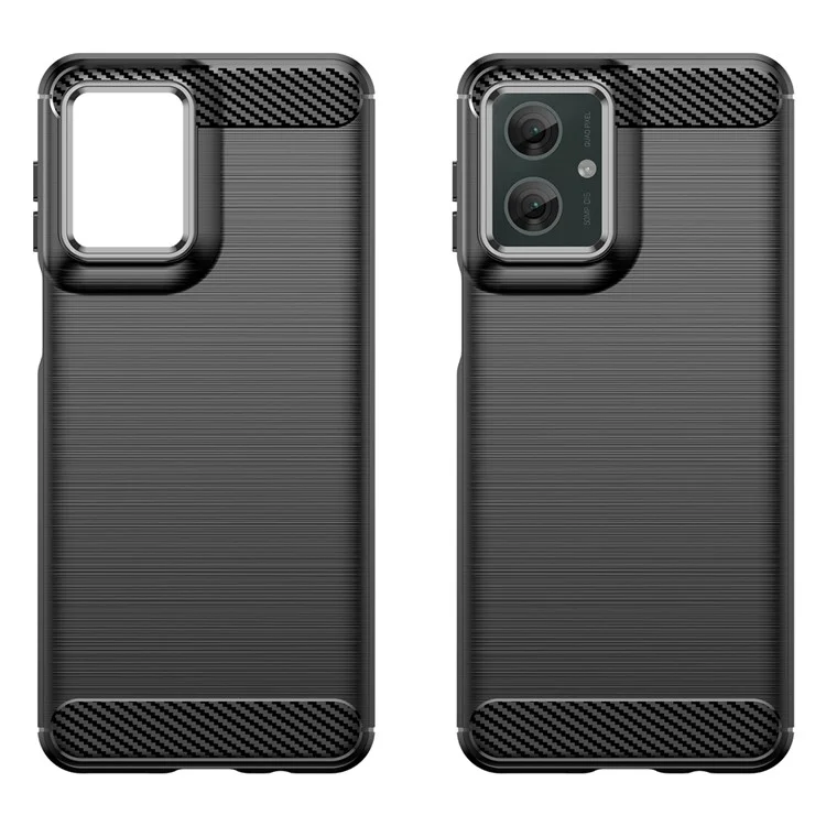 For Motorola Moto G55 5G Case Carbon Fiber Texture TPU Brushed Phone Cover - Black