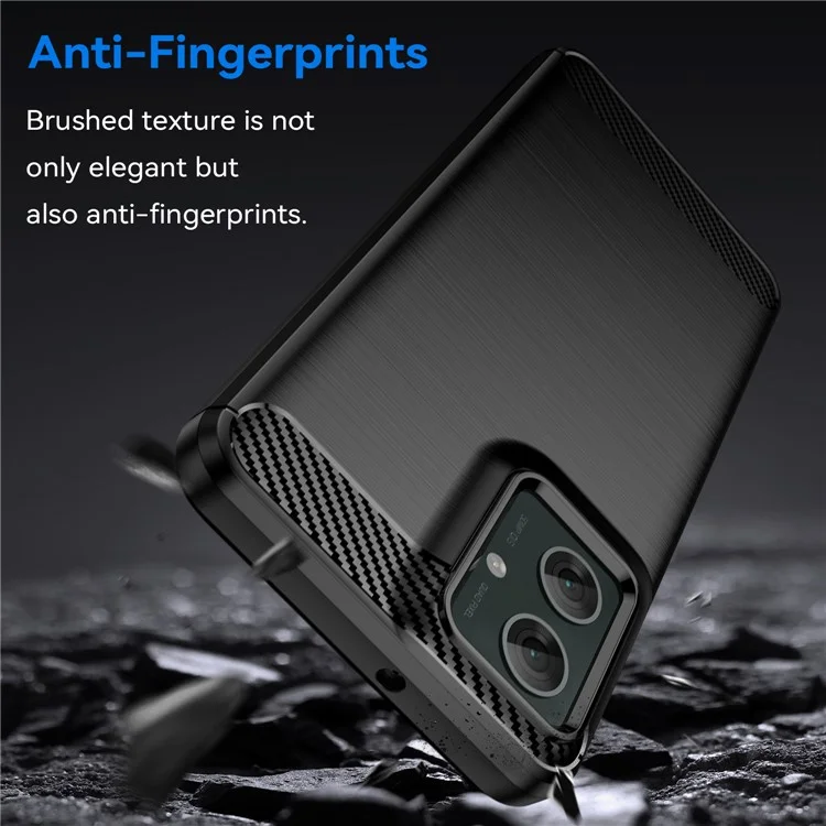 For Motorola Moto G55 5G Case Carbon Fiber Texture TPU Brushed Phone Cover - Black